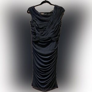 🖤 Tadashi Shoji Draped Ruched Black Cocktail Dress, size M, NWT 🖤